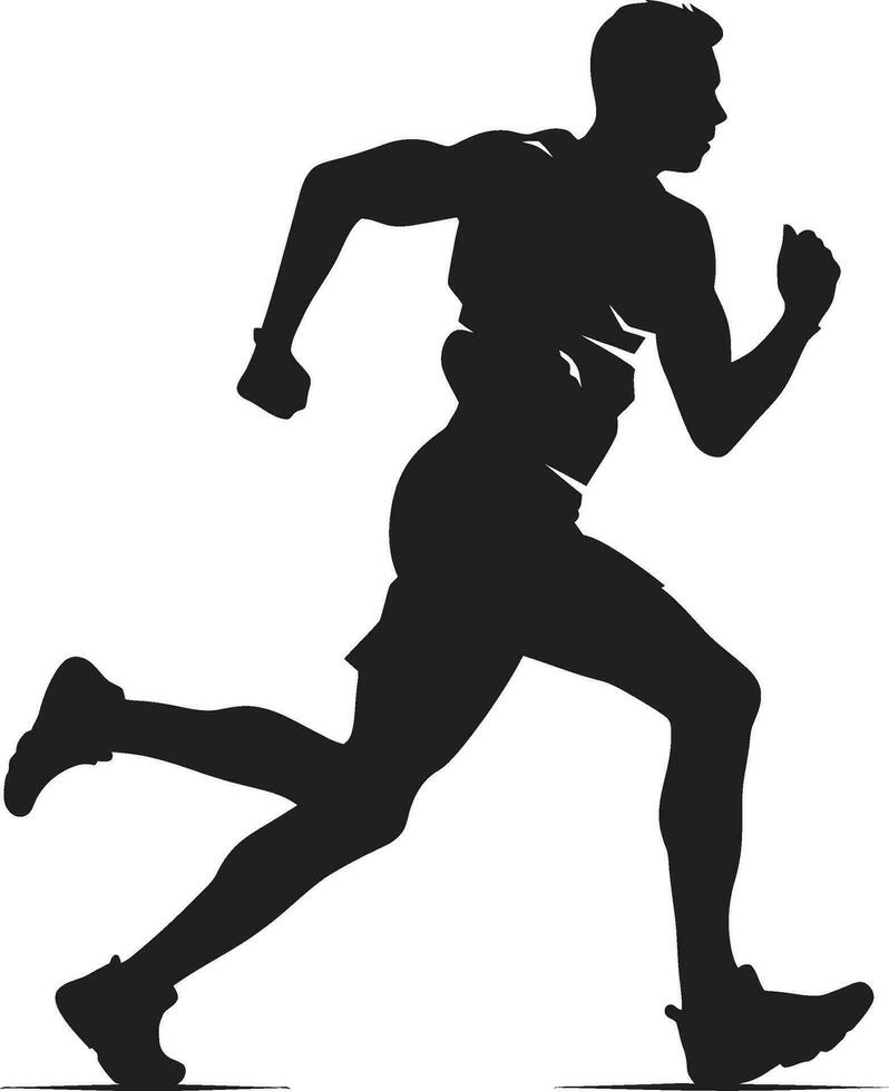 Smooth Motion Running Athletes Black Logo Swift Stride Black Vector Icon of Male Runner