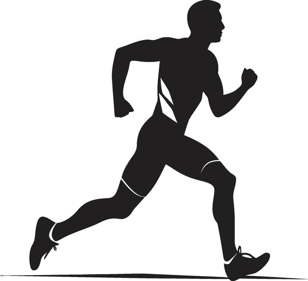 Dynamic Sprint Male Black Vector Icon Design Smooth Motion Running Athletes Black Logo
