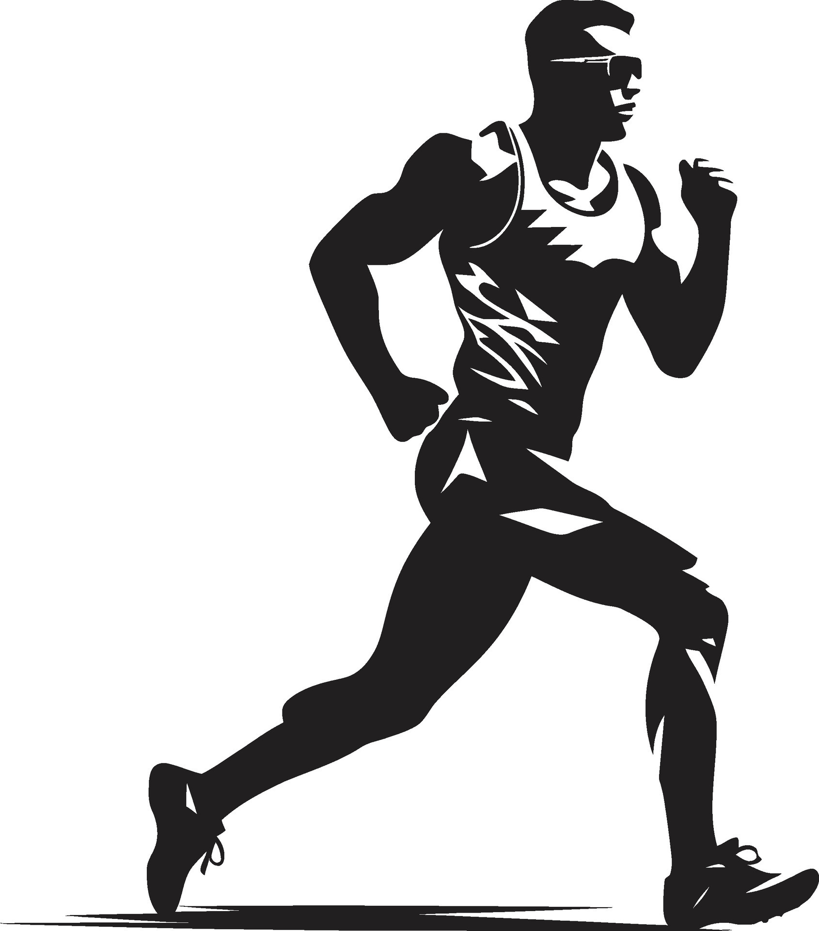 Elegant Sprint Running Athletes Black Icon Athletic Rush Black Vector
