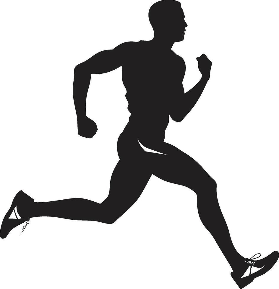 Impactful Rush Male Black Vector Logo Design Elegant Sprint Running Athletes Black Icon