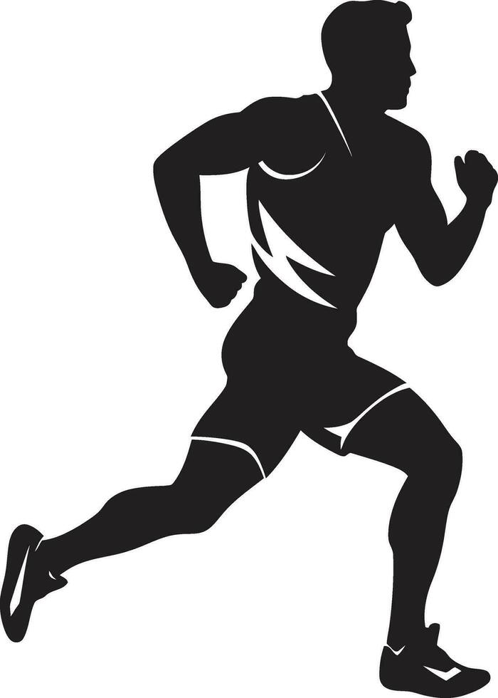 Sturdy Sprint Running Athletes Black Icon Accelerated Velocity Black Vector Logo for Male Runner