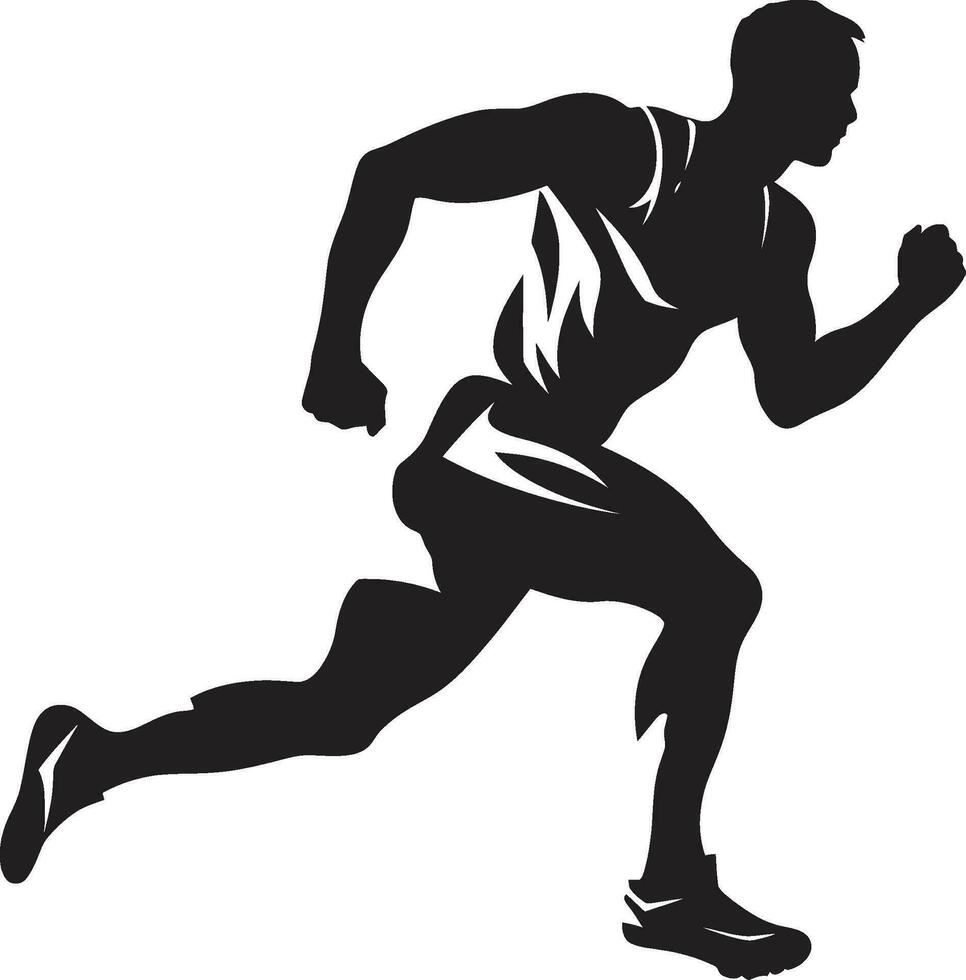 Stylish Dash Male Black Vector Icon Design Fluid Motion Running Athletes Black Logo