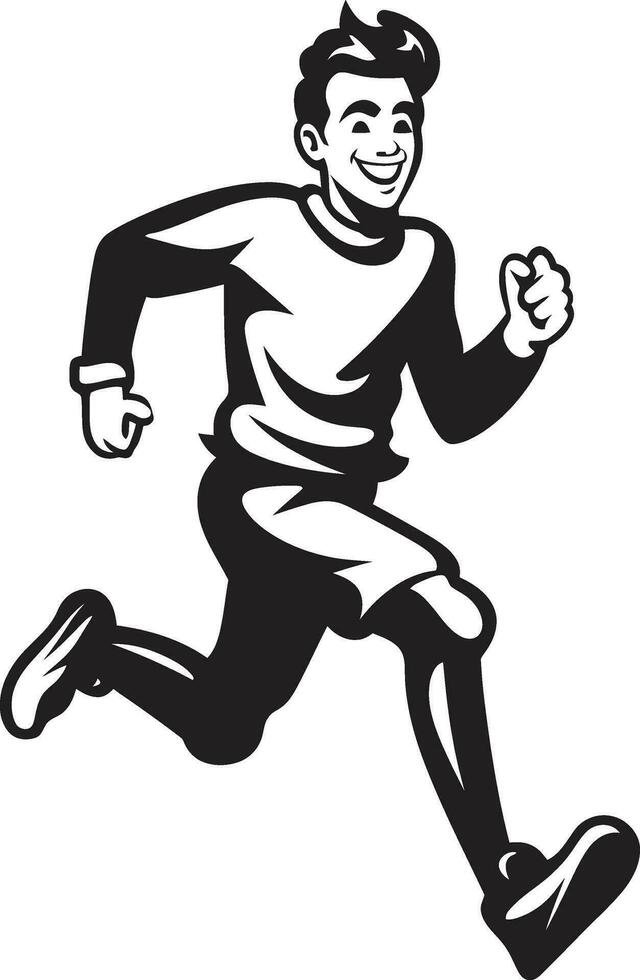 Elegant Sprint Running Male Persons Black Icon Athletic Rush Black Vector Logo for Male Runner