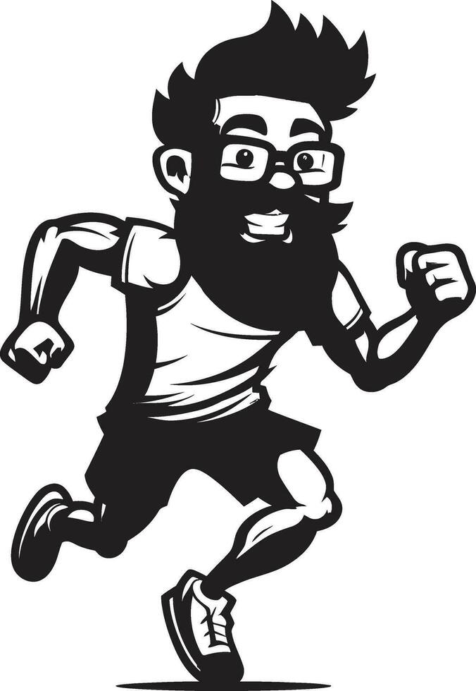 corredor esforzado negro vector icono para masculino sprinter paso rápido masculino negro vector logo diseño