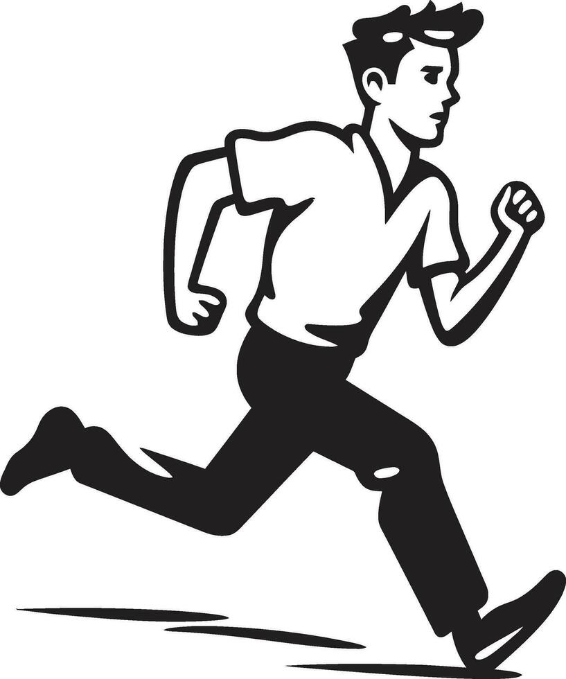 QuickStrider Black Vector Icon of Male Runner Dynamic Stride Black Vector Logo of Running Man