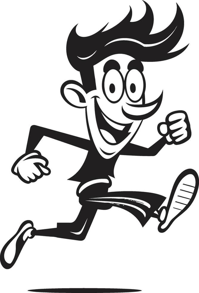 Swift Flow Running Athletes Black Logo Quick Stride Black Vector Icon of Male Runner