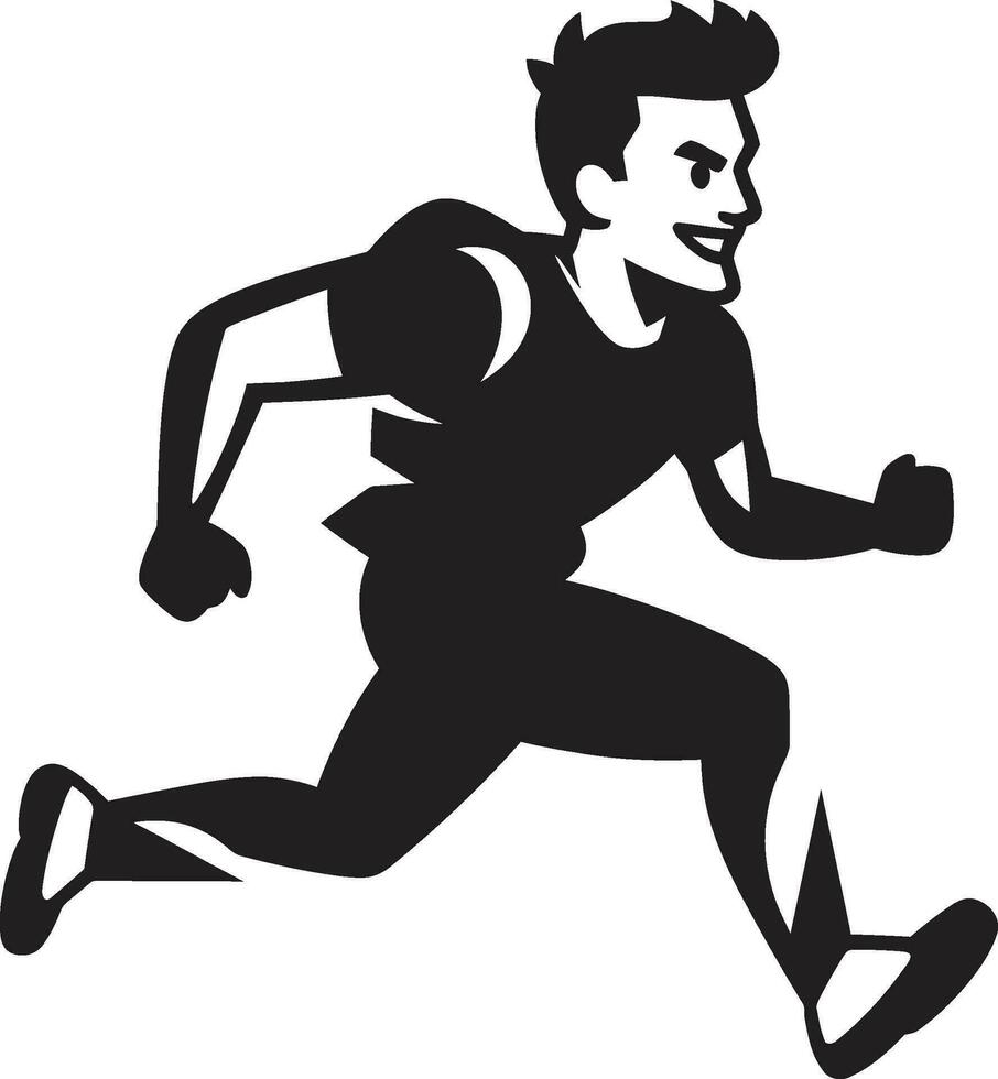 Vigorous Momentum Male Persons Black Logo Sturdy Speed Black Vector Icon for Male Runner