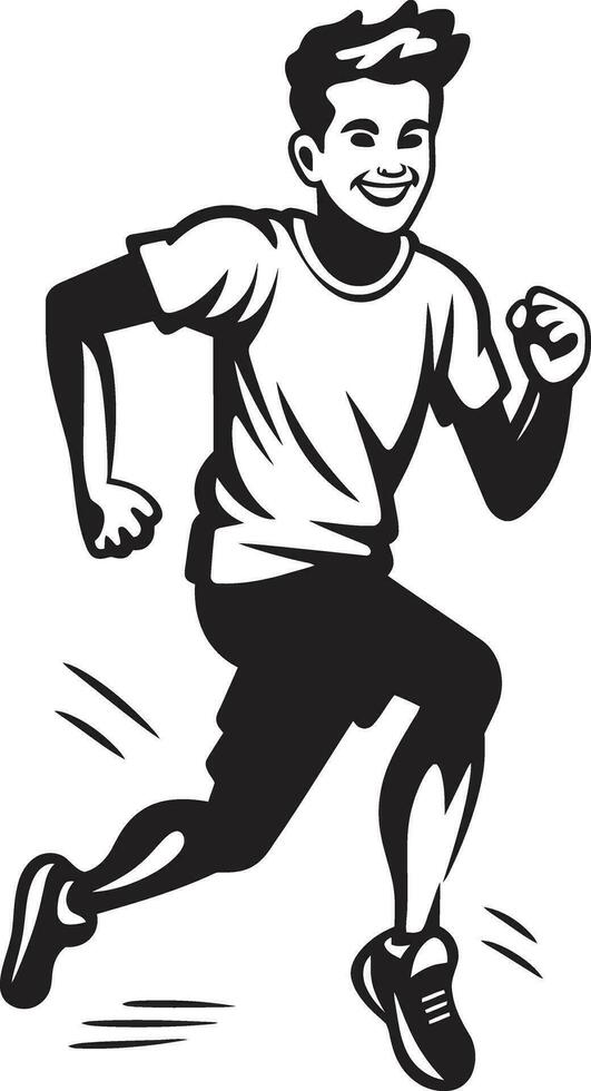 Swift Flow Running Mans Black Logo Quick Stride Black Vector Icon of Male Runner