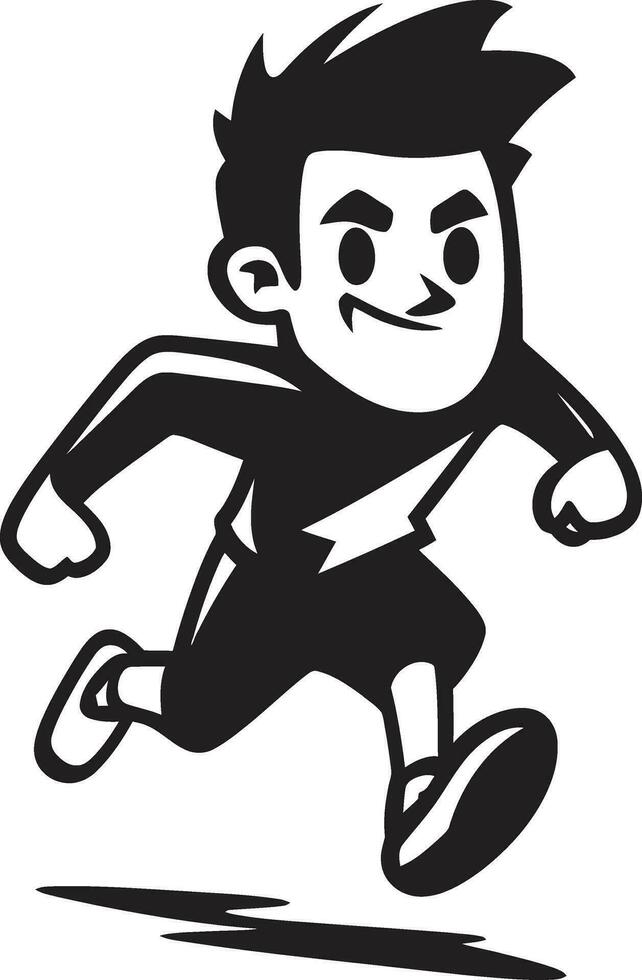 Speedy Momentum Male Persons Black Logo Powerful Stride Black Vector Icon for Male Runner