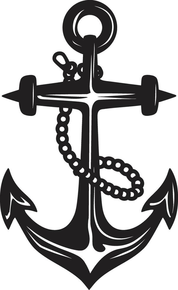Ocean Explorer Black Anchor Vector Logo Nautical Endurance Ship Anchor in Black