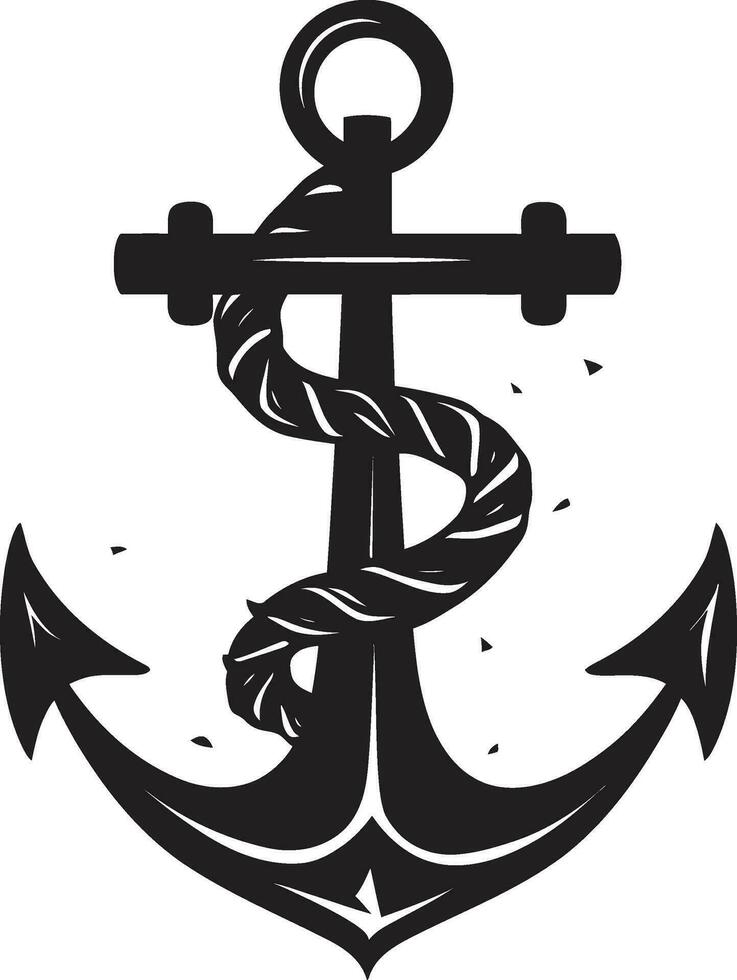 Nautical Endurance Black Ship Anchor Logo Seafarers Badge Anchor Vector in Black