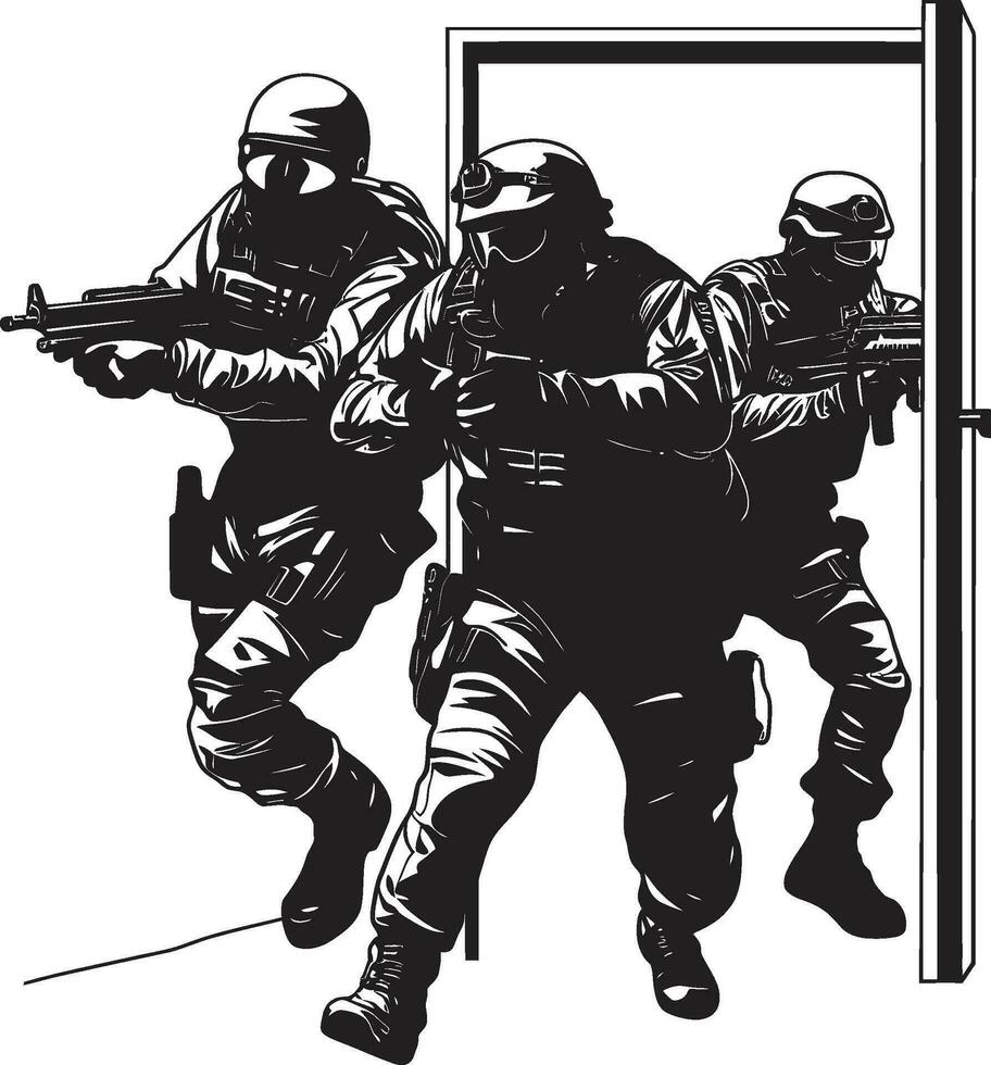 Swift Intrusion Door Kick SWAT Team Icon Strategic Break In Black Vector Door Kick Emblem