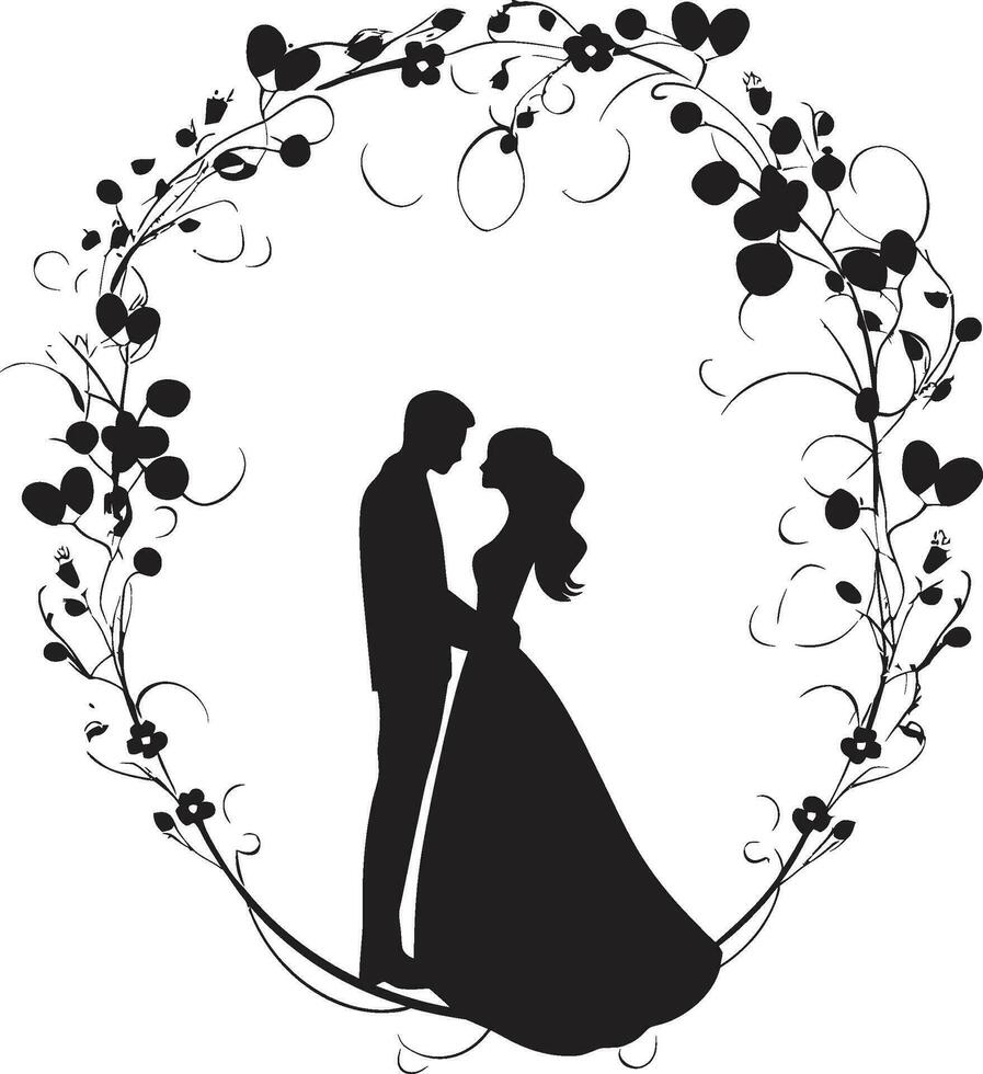 Everlasting Floral Symphony Black Vector Emblem Romantic Botanical Affair Floral Decor Icon