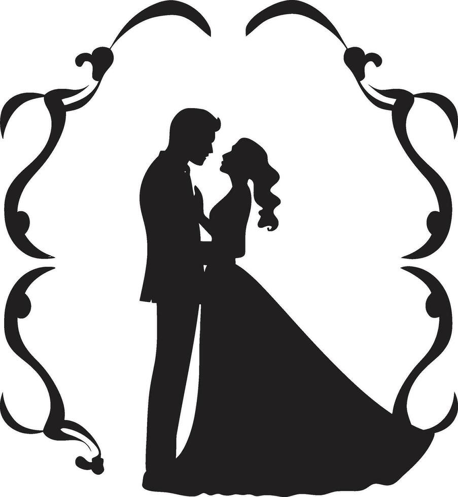 eterno jardín romance Boda floral emblema pétalo vals negro vector diseño