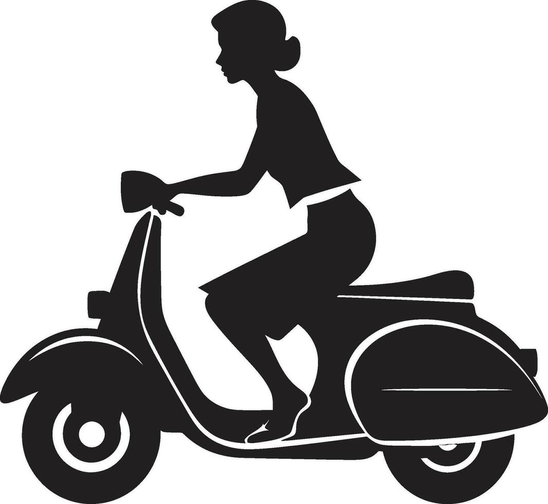 FashionistaScoot Scooter Icon UrbanTrendsetter Black Vector Symbol