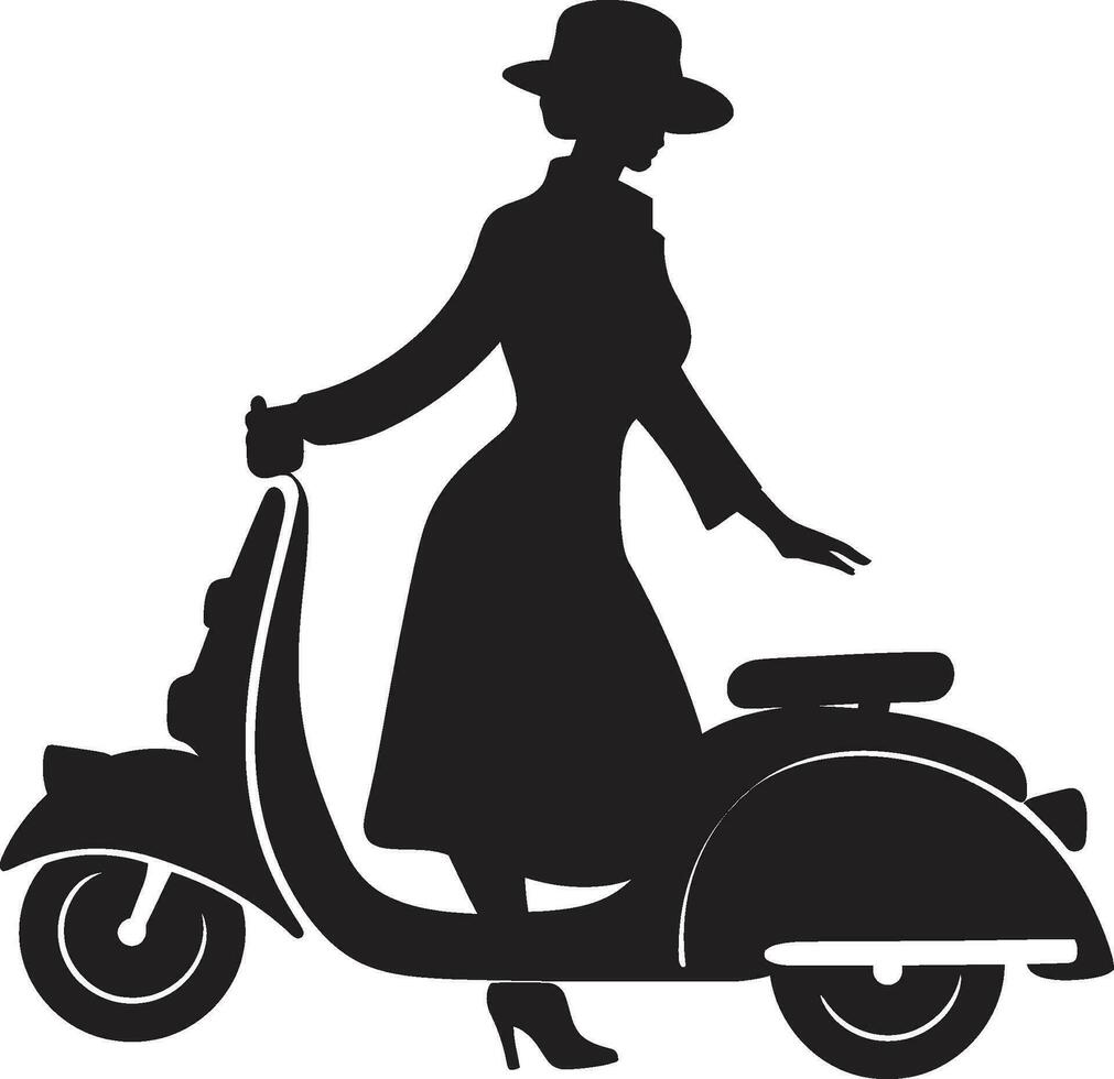 modametrocrucero negro vector emblema scooteristacitystyle mujer vector diseño