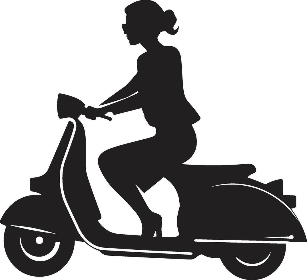 Urban Glide Black Vector Scooter Icon Stylish Scooter Journey Woman Vector Logo