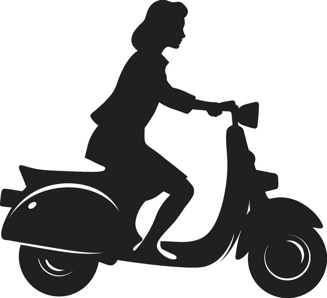 encantourbano negro scooter logo chicscooterista mujer vector diseño