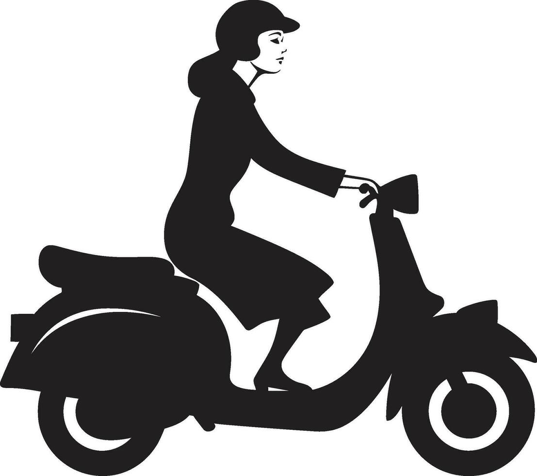 urbano glamour viaje scooter icono elegante calle paseo negro vector logo