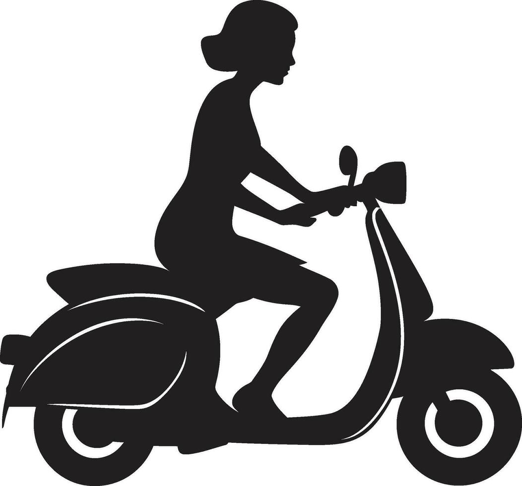 Cityscape Cruise Black Vector Symbol Urban Glam Scoot Scooter Rider Icon