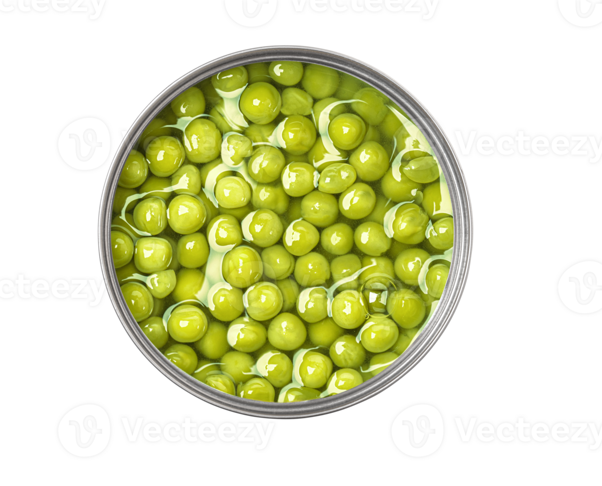 Green peas in a can top view png