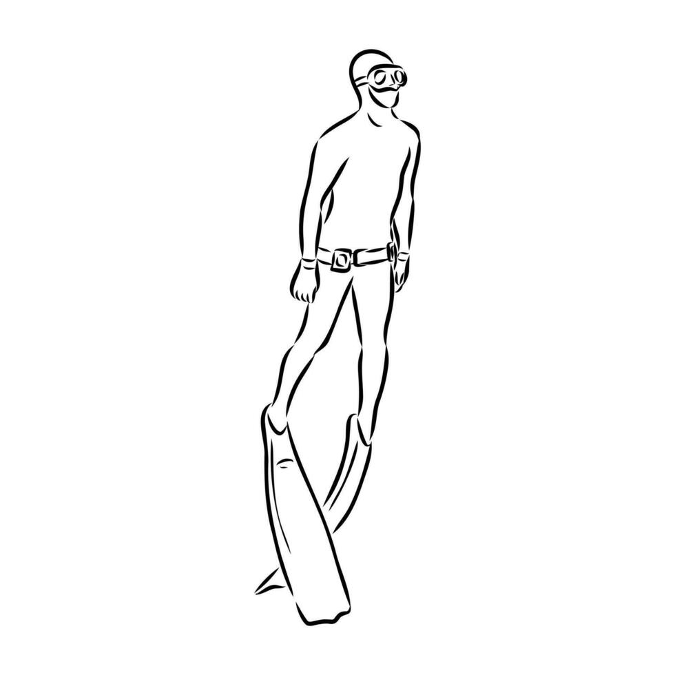 scuba diving vector sketch