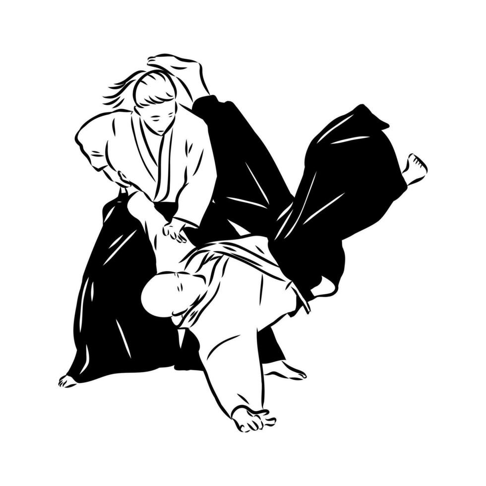 luchando aikido vector bosquejo