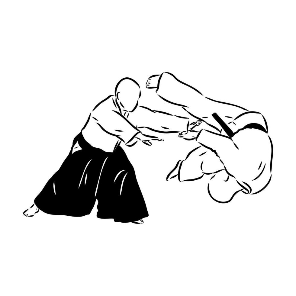 luchando aikido vector bosquejo