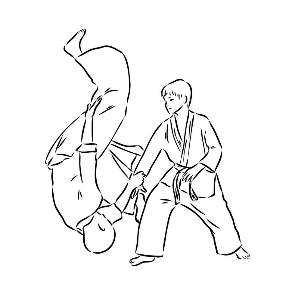 fighting aikido vector sketch