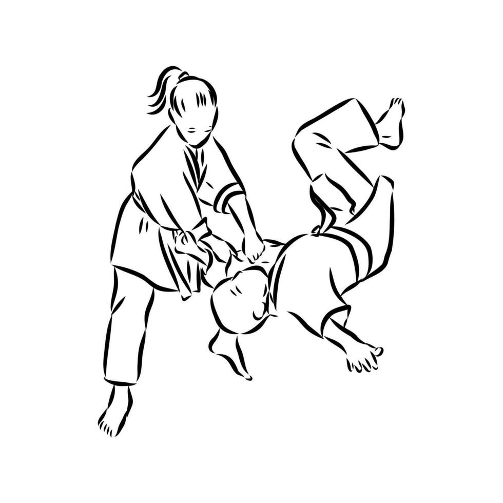 fighting aikido vector sketch