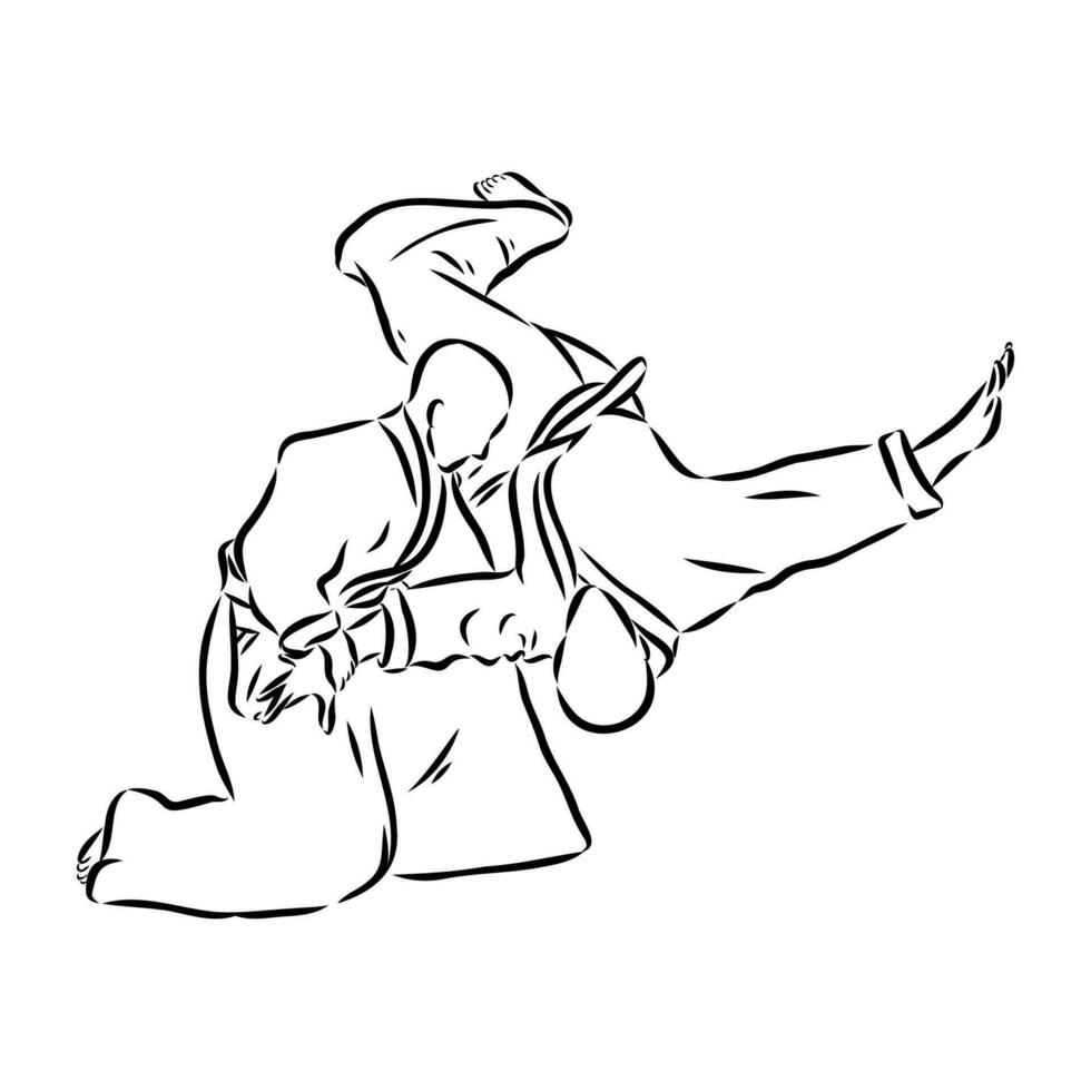 luchando aikido vector bosquejo