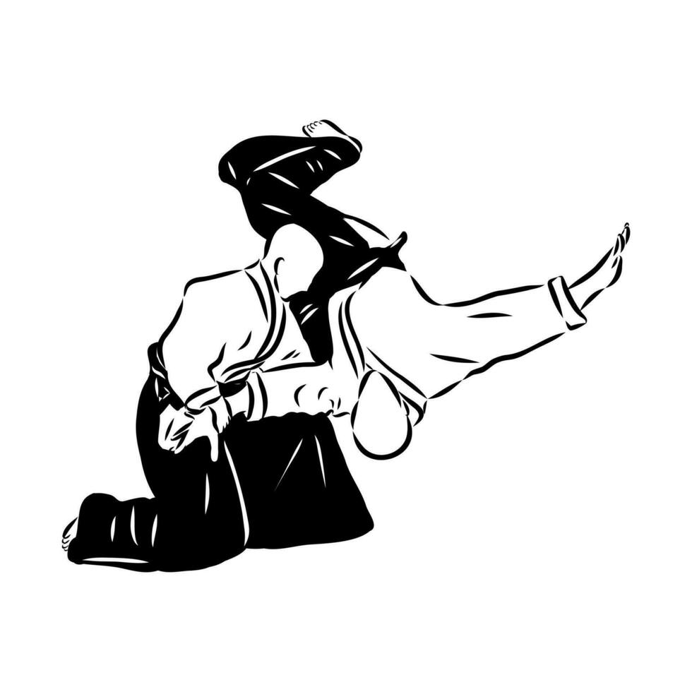 fighting aikido vector sketch