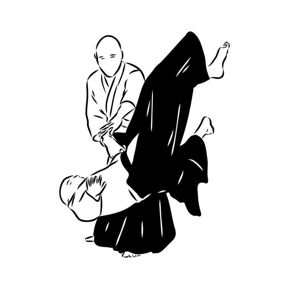 luchando aikido vector bosquejo