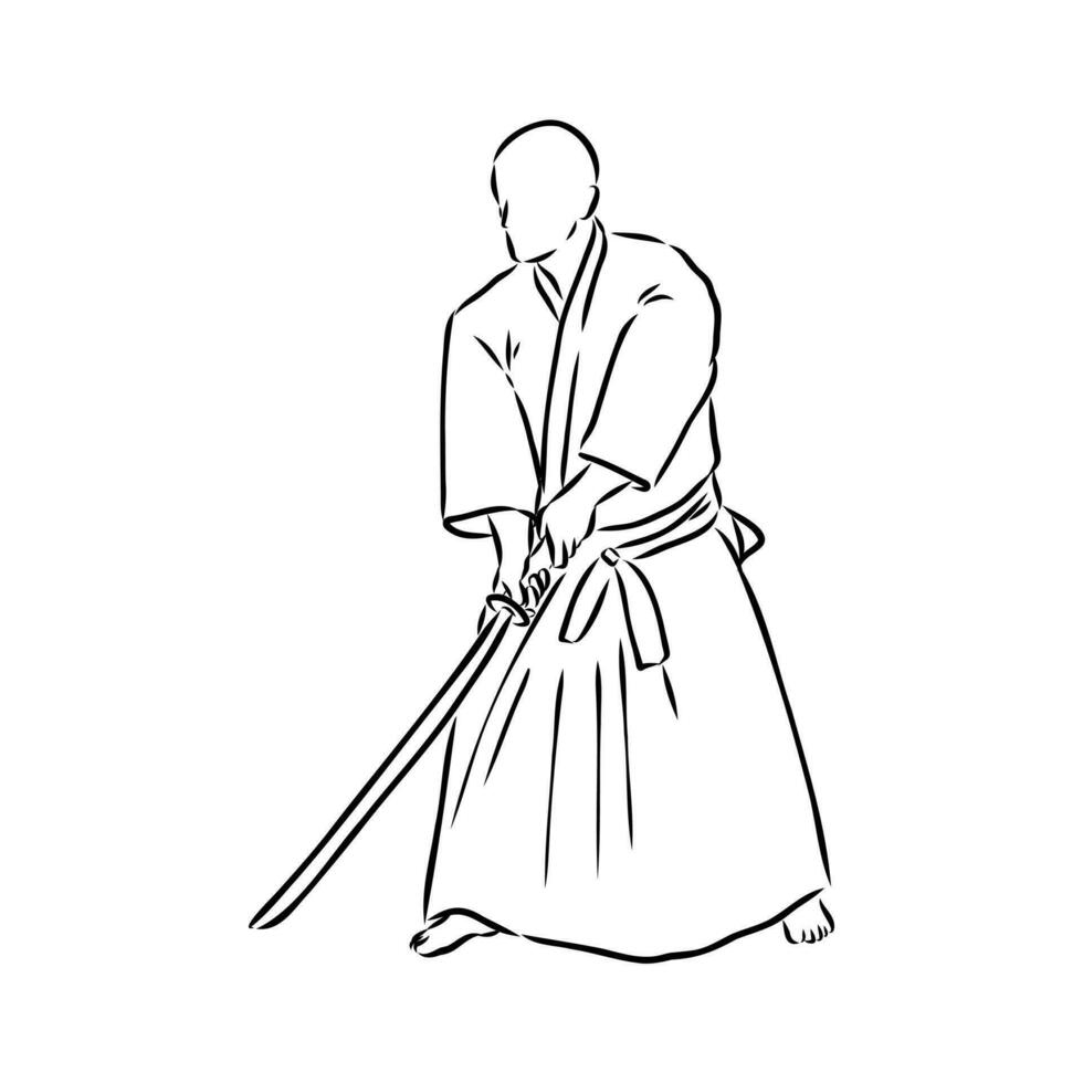 fighting aikido vector sketch