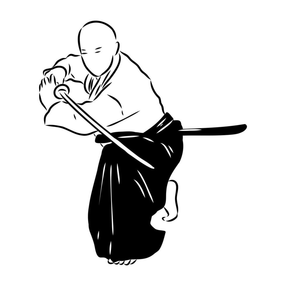 luchando aikido vector bosquejo