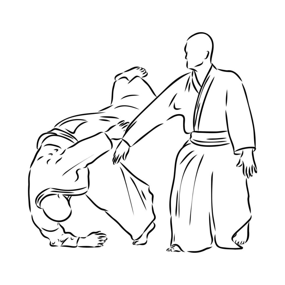 luchando aikido vector bosquejo