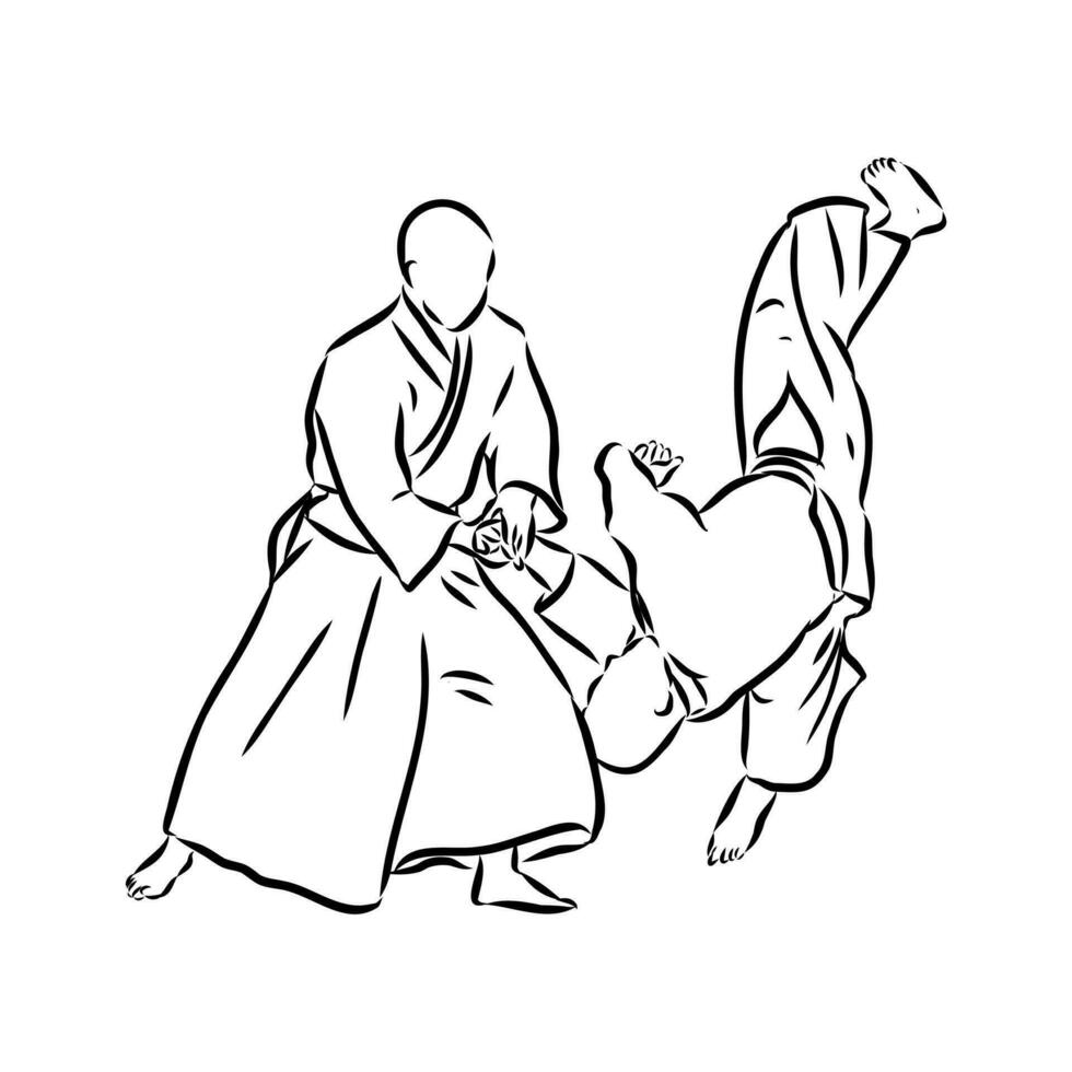 luchando aikido vector bosquejo