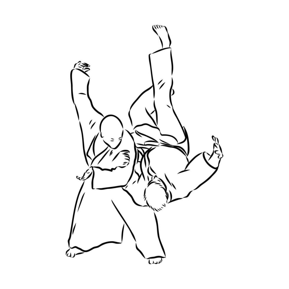 fighting aikido vector sketch