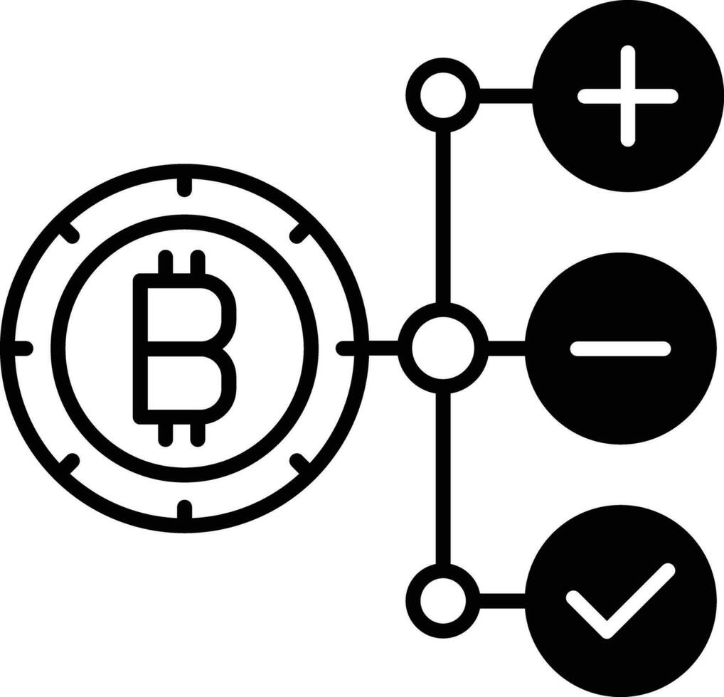 bitcoin estructura sólido glifo vector ilustración