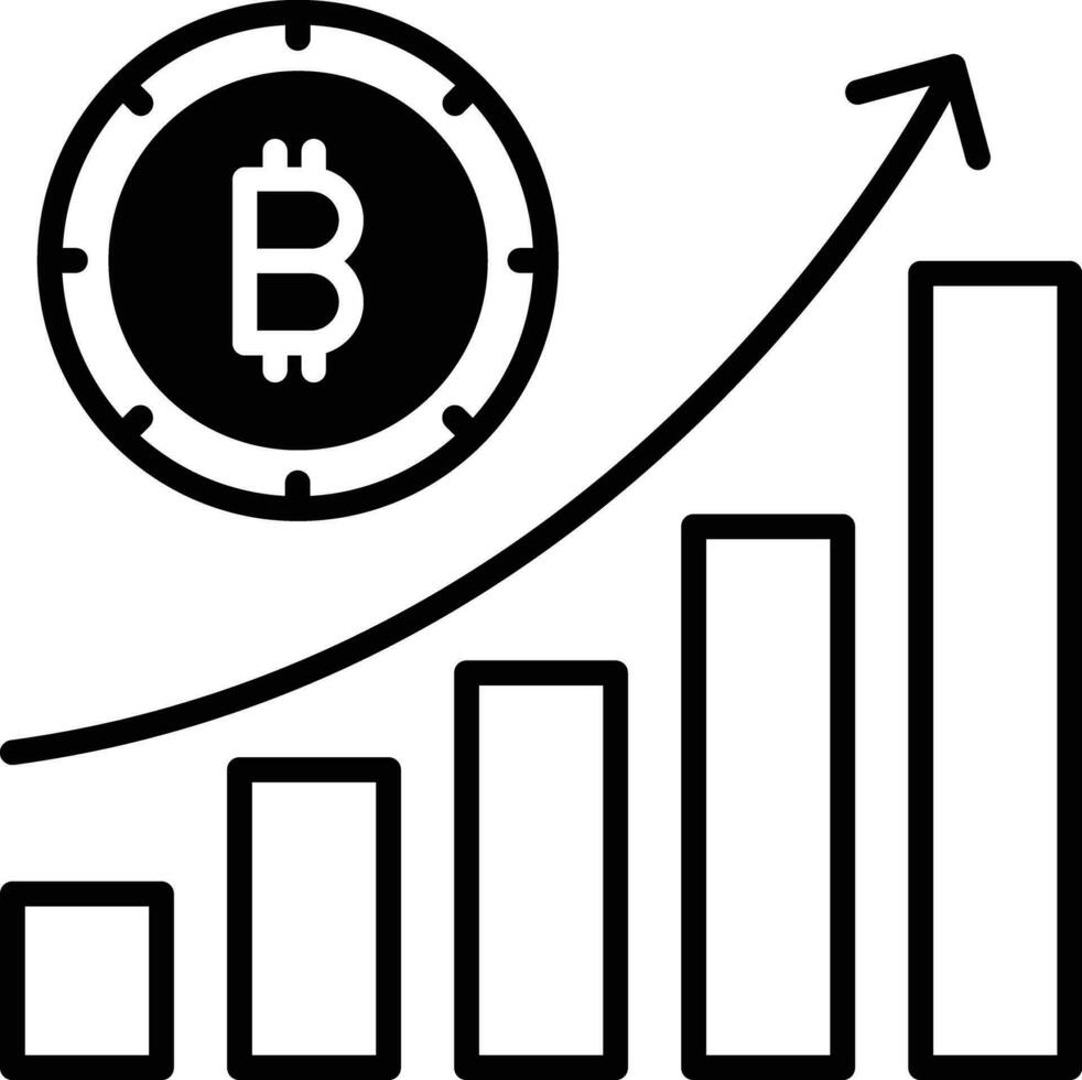 bitcoin growth report solid glyph vector illustration