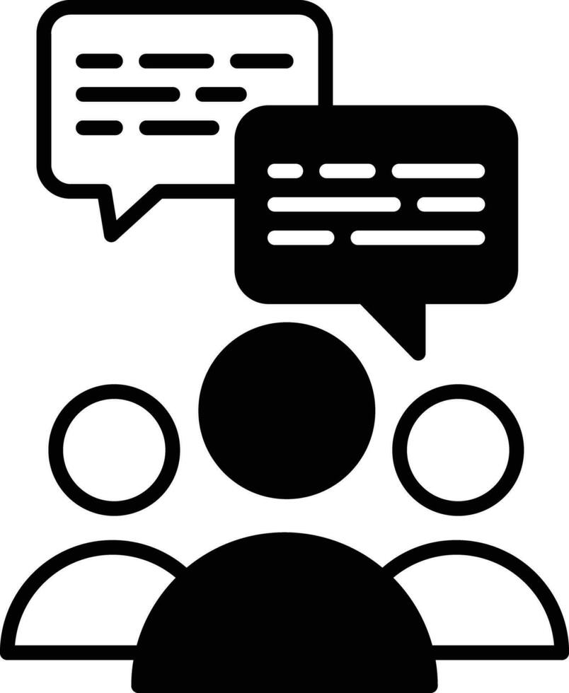 Group conversation solid glyph vector illustration