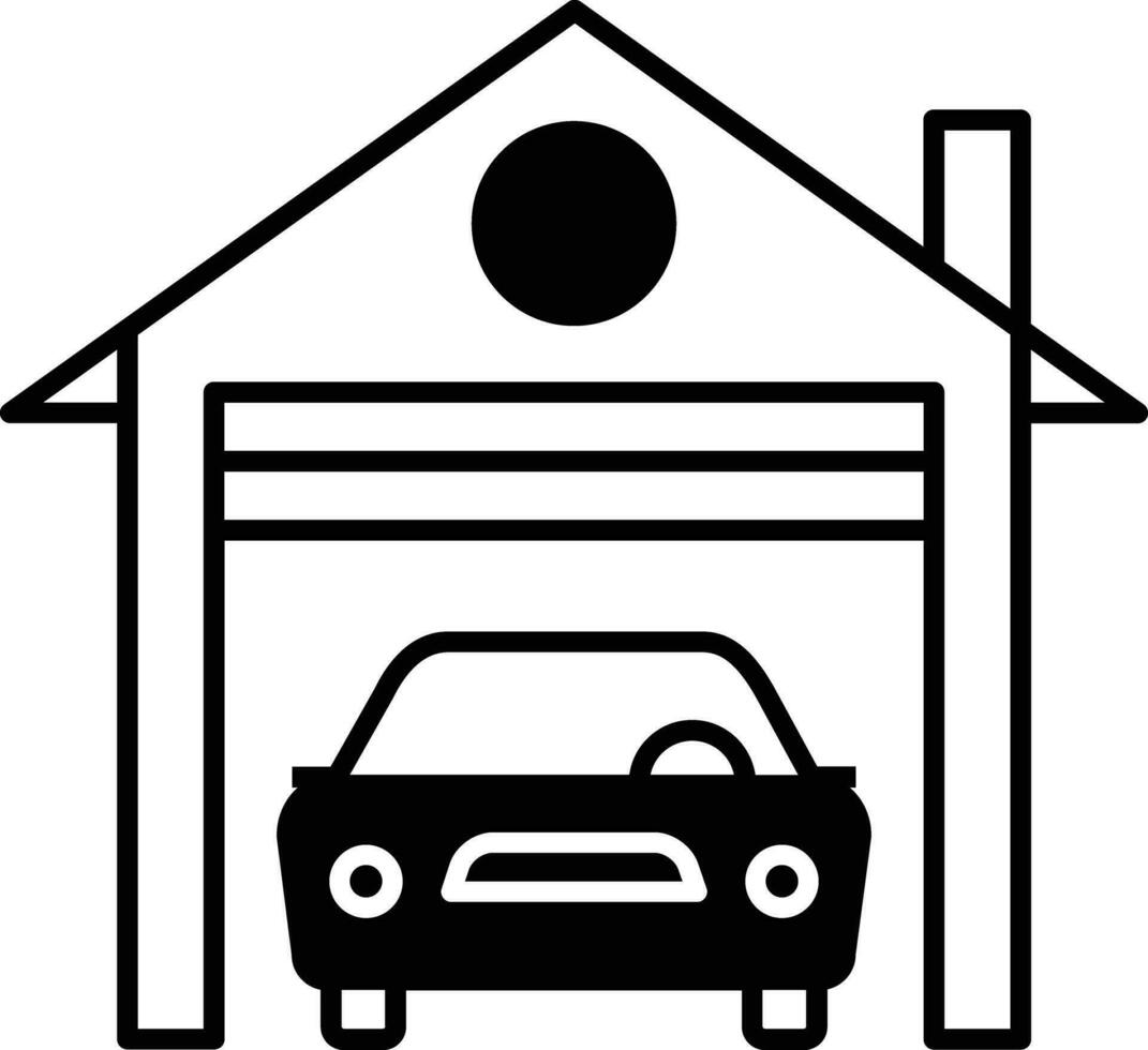 Car parking solid glyph vector illustration