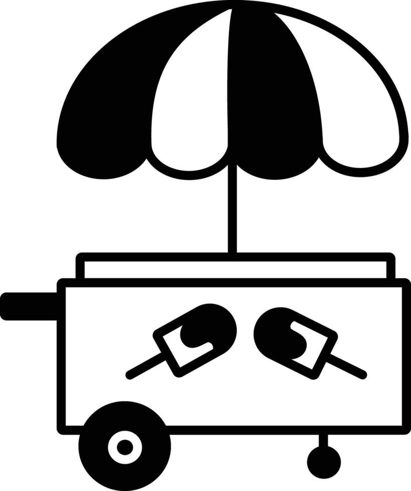 Ice Cream Cart solid glyph vector illustration