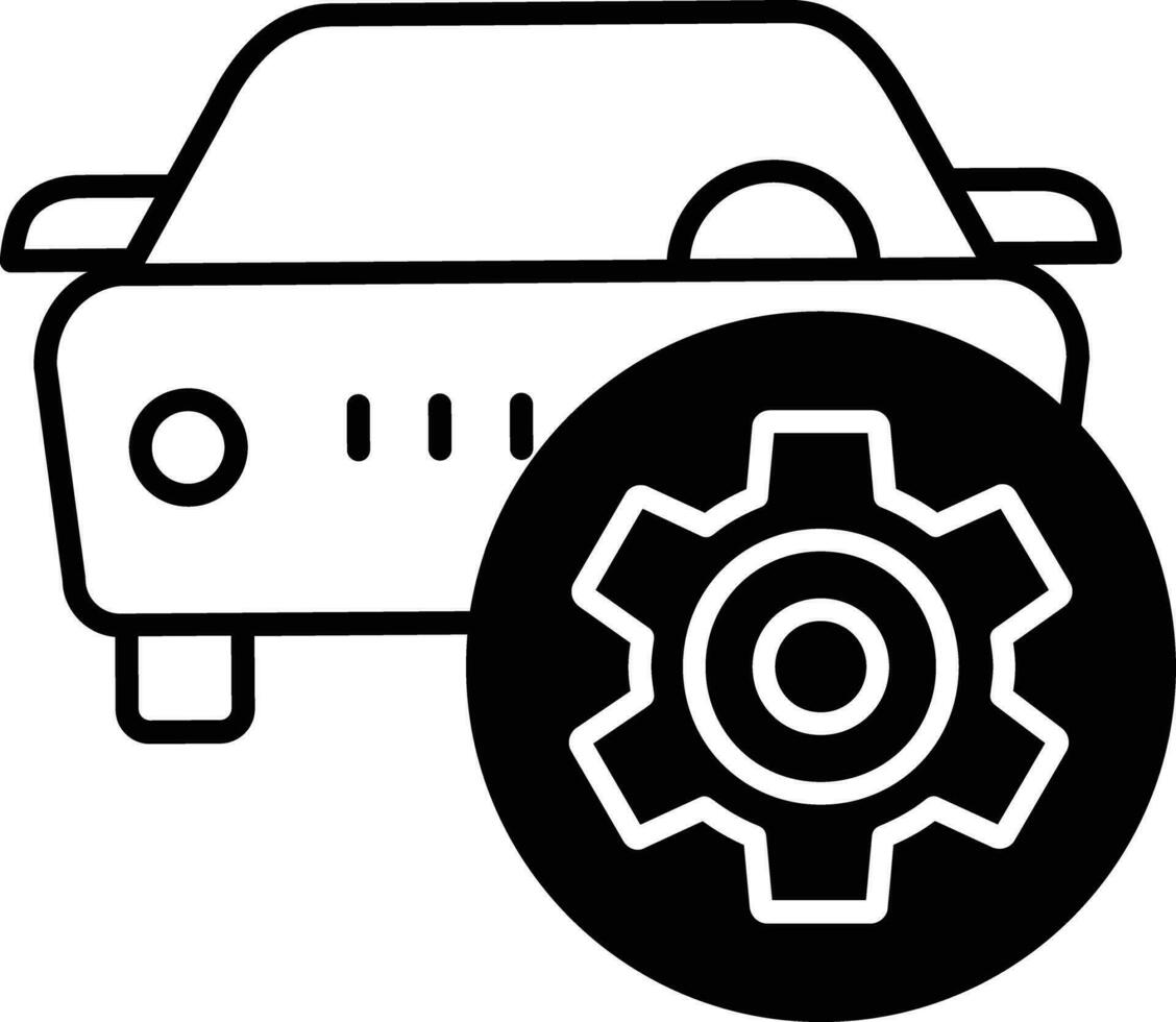 Serviced Car solid glyph vector illustration