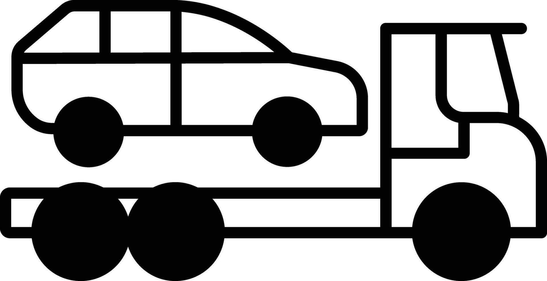 Car Truck towing solid glyph vector illustration