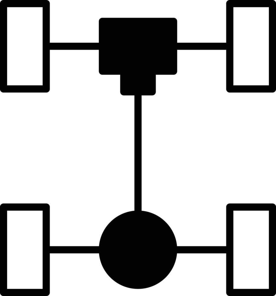 Car axle solid glyph vector illustration