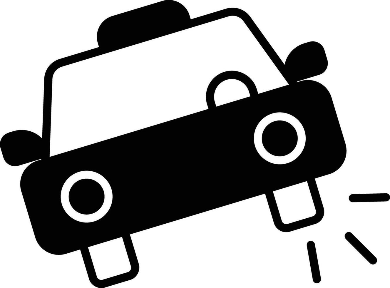 Car tyre burst solid glyph vector illustration