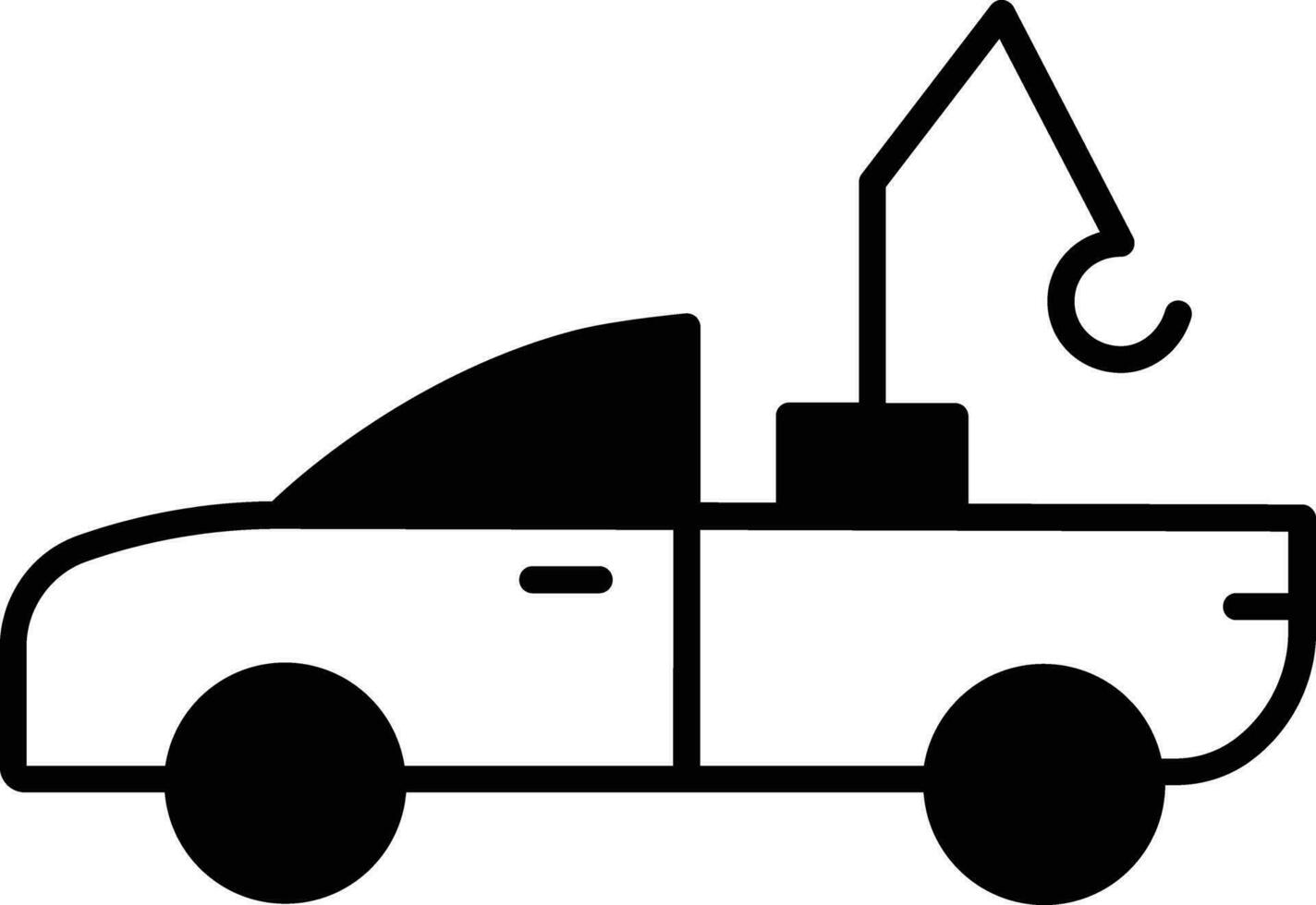 Mini Tow truck solid glyph vector illustration