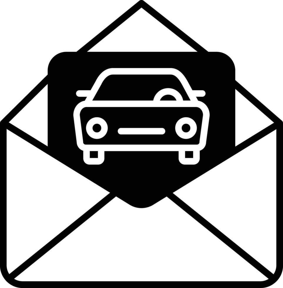 Car Service mail solid glyph vector illustration