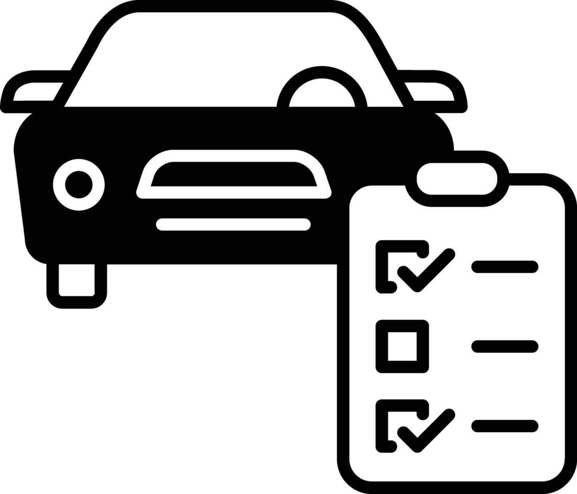 Car Check list solid glyph vector illustration